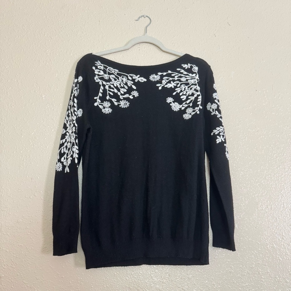 Rain + Rose Sabo Angora Blend Embroidered Accent Pullover Sweater